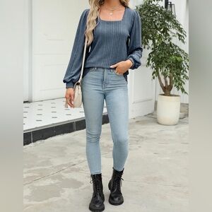 💕Mansy Women's Long Sleeve Tops Square Neck Tunics Loose Fit Fall Shirts …